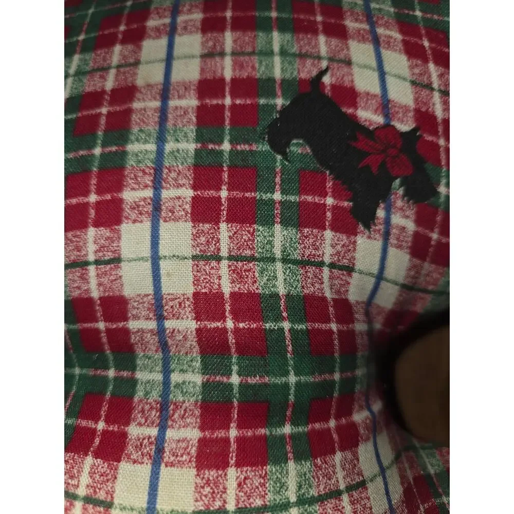 Vintage Handmade Teddy Bear With Plaid Tartan Fabric and Scottie Dogs